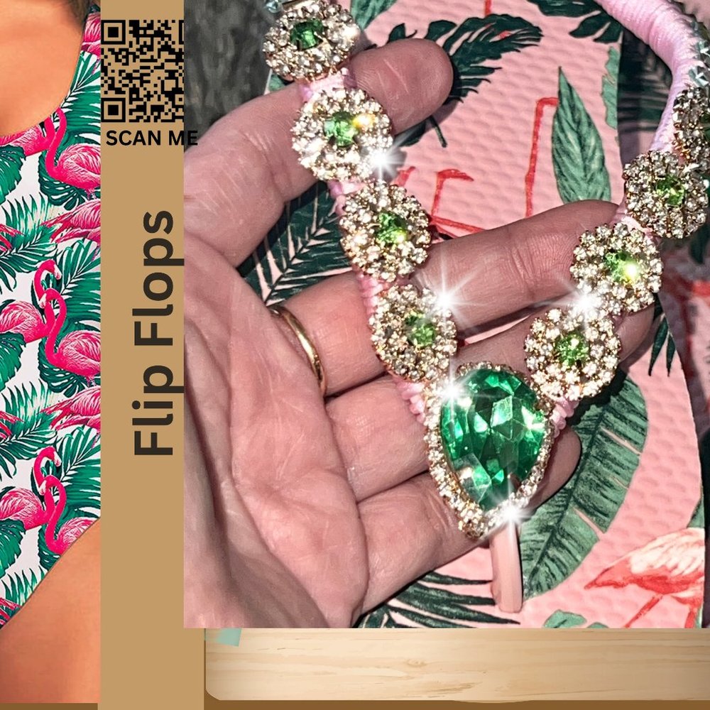 Pink Flamingo Flip Flops, Tropical Bird Sandals, Beach Shoes, Bachelorette Party - Picture 2 of 16
